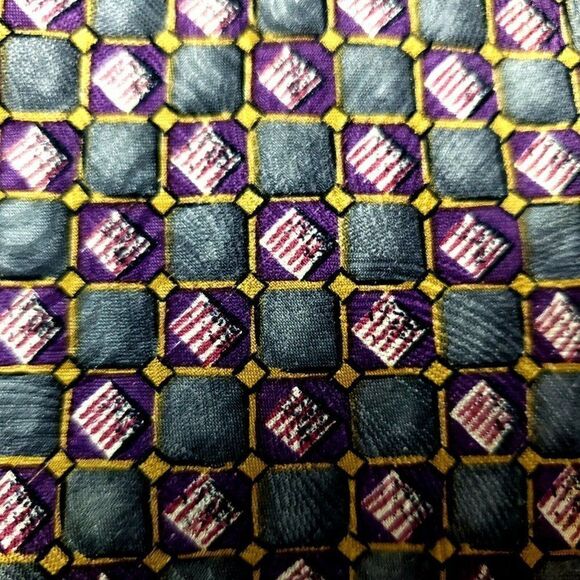 Henry Grethel Silk Tie Purple Wide Print‎ - Picture 2 of 6